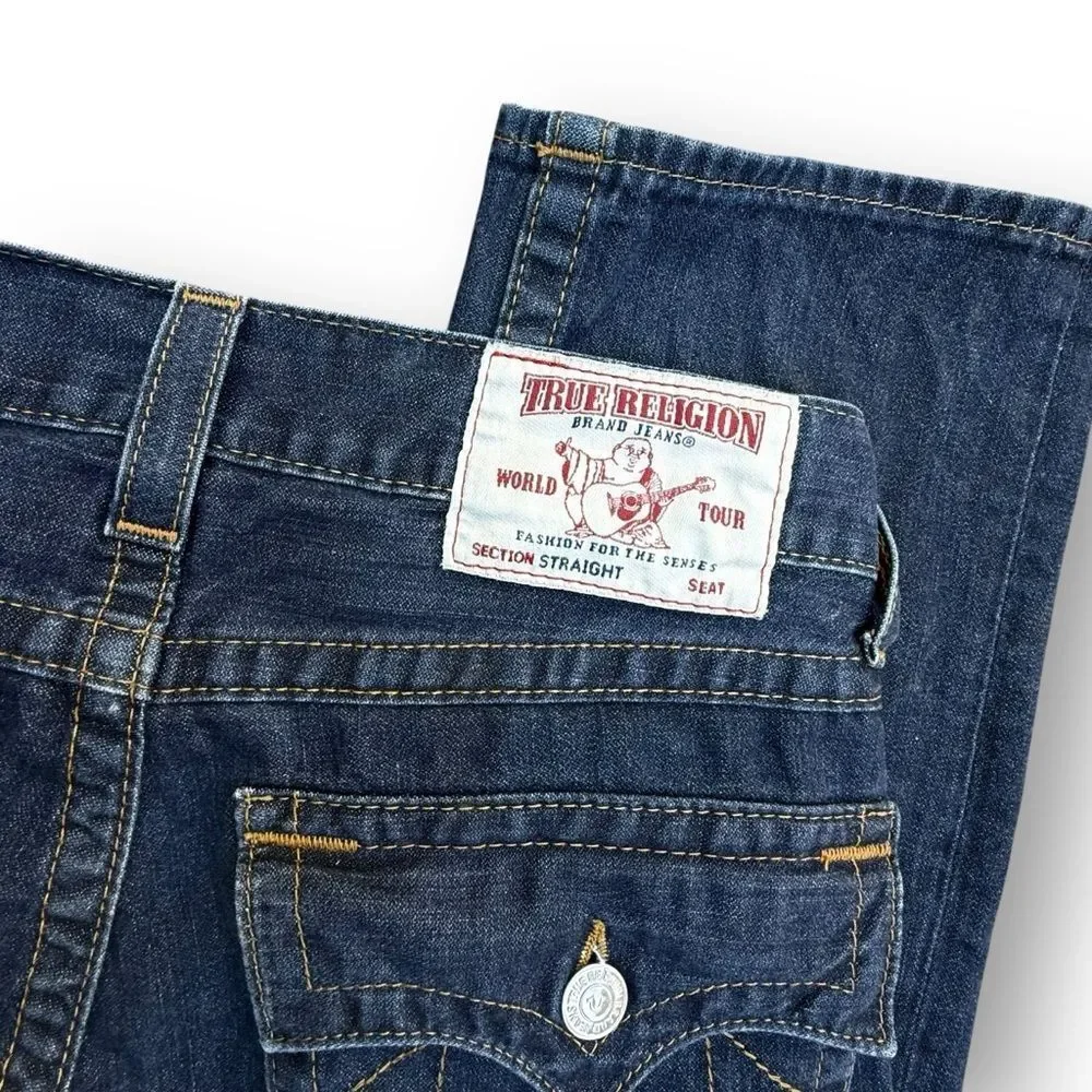 True Religion Straight Flap Red Orange Men’s Jeans 30 x 33